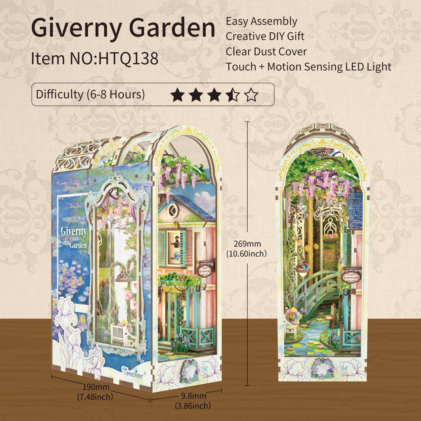 DIY Shelving Kit: Giverny Garden with Dust Cover